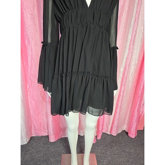 Miss Ord Black Whimsigoth Witchy Chiffon Tiered Lined Dress Size XL - Picture 5 of 14